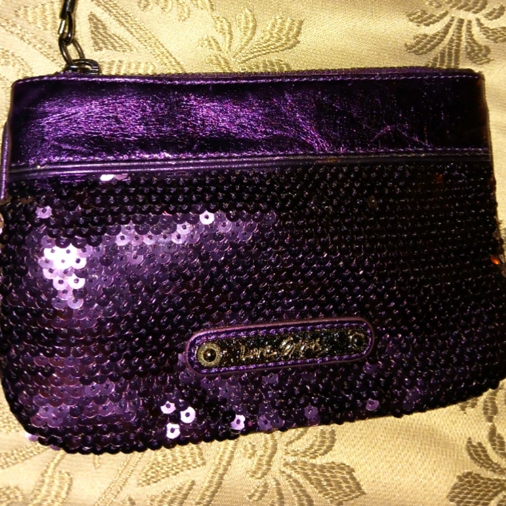 Express purple sequins wristlet
